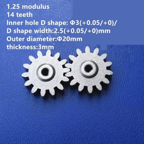 5pcs/lot Precision Iron Base Cylindrical Gear 12.5 Modulus 14 Teeth Inner Bore 3mm Gear
