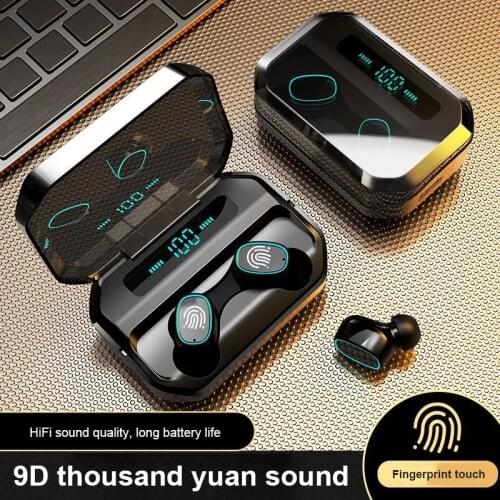 Tws wireless headset waterproof bluetooth compatible headset touch 9d stereo wireless sports headset