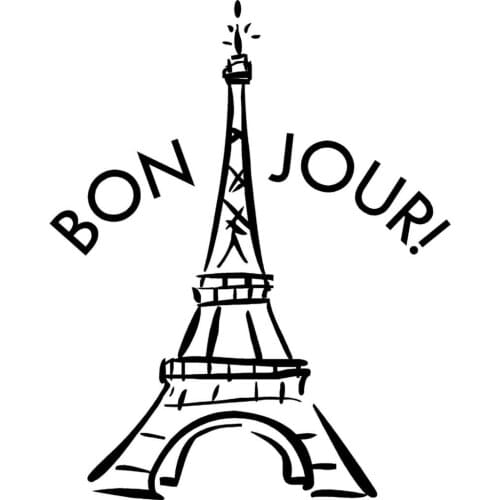 Bonjour Words Wall Decals French Hello Home Decor Tower BonJour French Vinyl Decal Sticker Wall Lettering Teen Room Decor M310