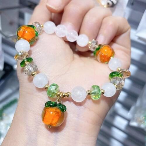 Small Fresh Everything Goes Well Colored Glaze Crystal Bracelet Female Sweet Chalcedony Hand Jewelry Student Girlfriend Gift