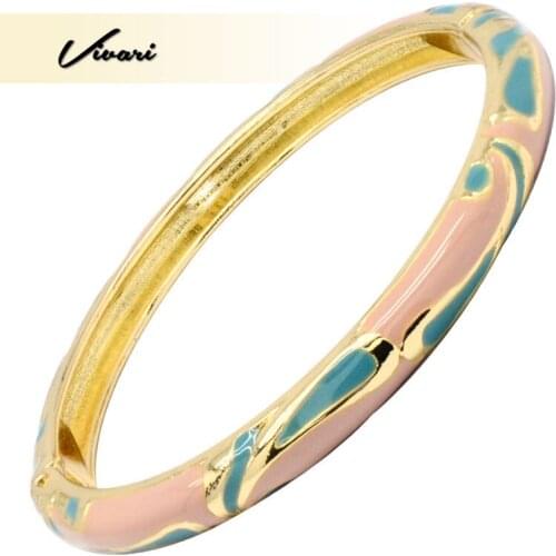Vivari 2019 New Simple Fashion Jewelry Gold Closed Ladies Copper With Colorful Epoxy Pattern Bracelet