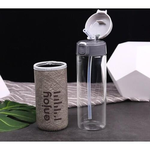 500ML Cute Baby Feeding Milk Bottle with Leather Sleeve Simple Fashion Enjoy Glass Bottle Kids Drinking Juice Tumbler BPA Free