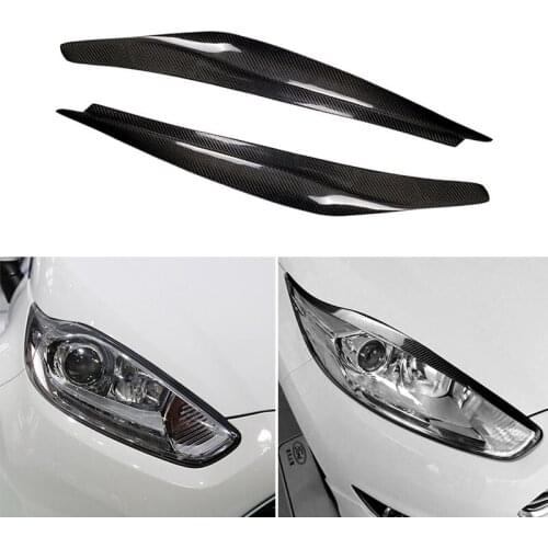 Real Carbon Fiber Headlight Eyelid Eyebrow Cover for Ford Fiesta 2013-2016 Car Headlight Protector Stickers Accessories