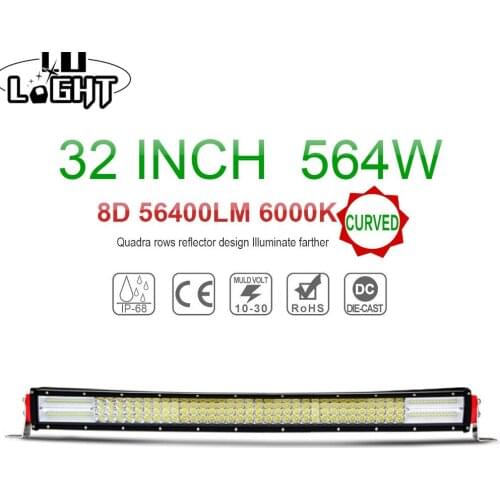 COLIGHT 8D LED Light Bar 32 Inch 4-Row 564W Curved Led Bar Auto LED Work Light 12V Combo Beam for Offroad SUV ATV Truck 4x4 Uaz