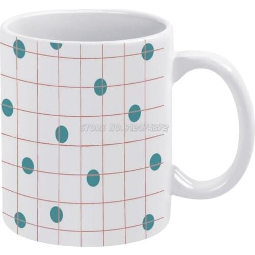 D Square#6 Coffee Mugs Ceramic Personalized Mugs 11 Oz White Mug Tea Milk Cup Drinkware Travel Mug D Square Grid Pattern Fun Coo