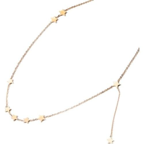 Necklace for Women Trend Nine Stars Link Gold Rose Gold Silver Color Titanium Steel Fashion Jewelry Accessorie Not Fade(GN247)