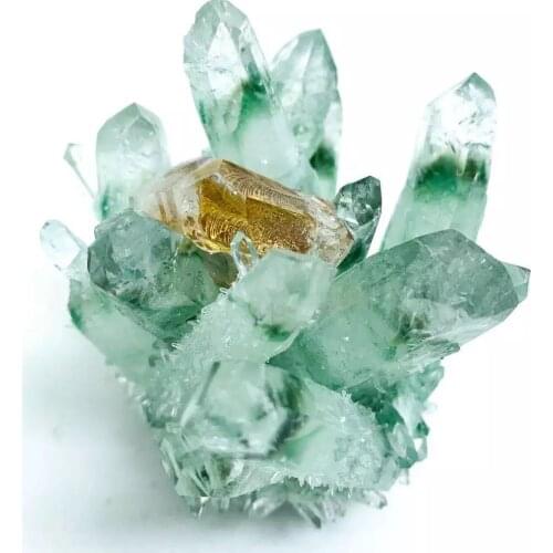MOKAGY Natural Mineral Specimens Green Phantom Raw Rough Crystal Cluster For Home Decoration 800g-1000g 1pc