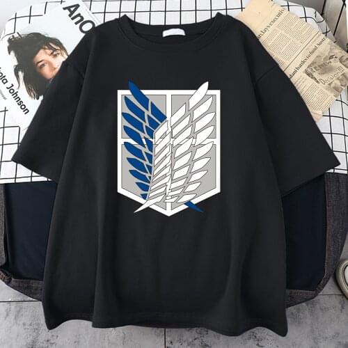Attack On Titan T Shirt Men Anime Clothing Jiyuu No Tsubasa Streetwear Harajuku Casual Top Streetwear Oversized T-Shirt For Male