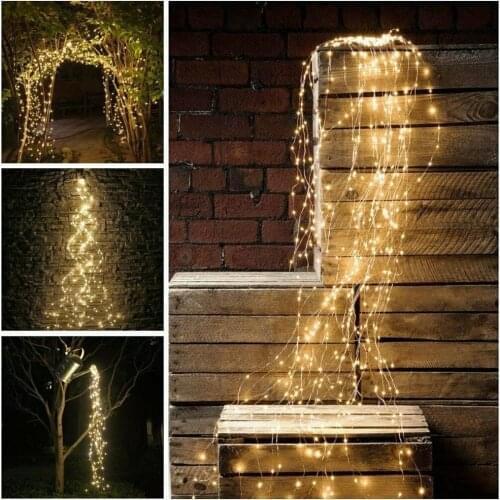 EU/US Plug Garden Light Tree Vines Copper Wire String 200 LED Gypsophila Fairy Holiday Christmas Party Garland Icicle LED String
