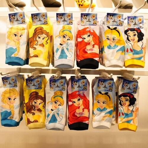 Disney Princess cotton socks girls cotton socks Aisha/Bell/Snow White/Cinderella children socks 3-10 years old