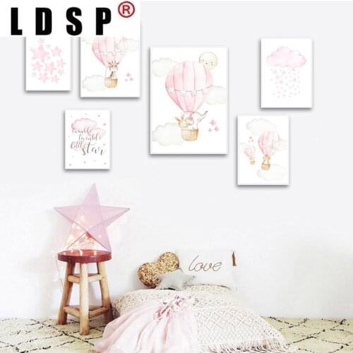 LDSP Living Home Decor Nordic Pink Balloon Animal Travel Canvas Painting Wall Art Print Poster Picture Modern Baby Kid Child