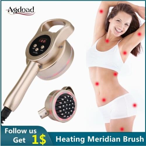 Multifunctional Heating Meridian Massage Brush 3D Body Slimming Anti Cellulite LED Light Skin Care Vibration Fat Burner Firming