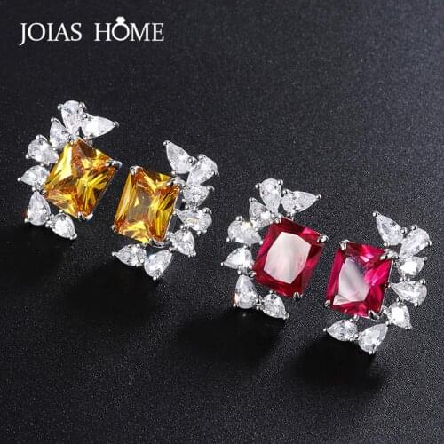 JoiasHome Trendy 925 Silver Woman Earring Jewelry with Ruby Gemstone Retro Style for Woman Engagement Wedding Wholesale