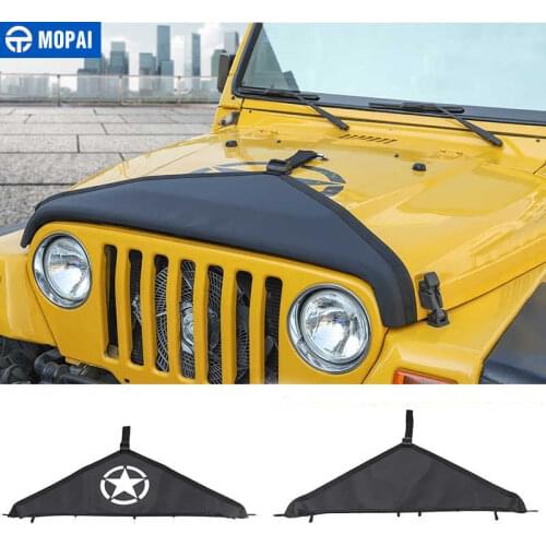 MOPAI Engine Bonnets Cover for Jeep Wrangler TJ 1997-2006 Canvas Car Front Hood Bra Cover Protector for Jeep TJ Car Accessories