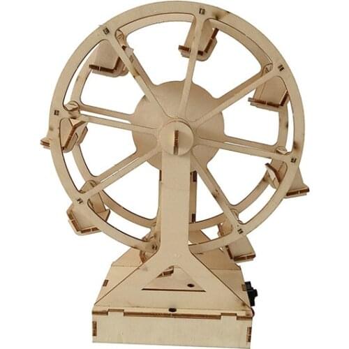 DIY Material Kit Electric Ferris Wheel Wooden Graffiti Build Model Educational Toys Kids Gift for STEM 3D Puzzle Science Project