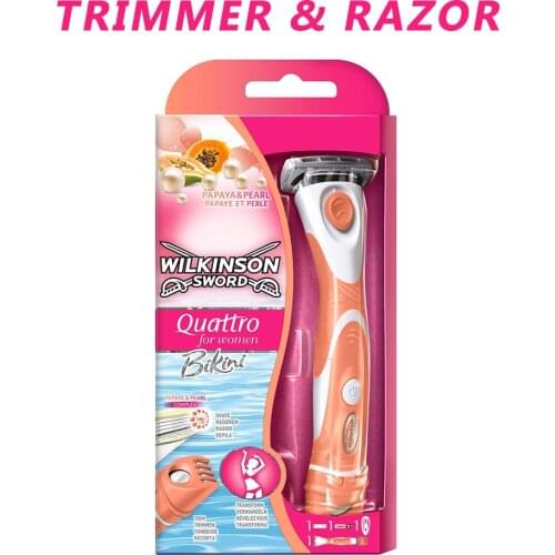 Wilkinson Sword Quattro For Women Bikini Razor Blade and Trimmer 2 in 1 Set Woman Shaving Female Hair Removal Scissors 2021 Hot