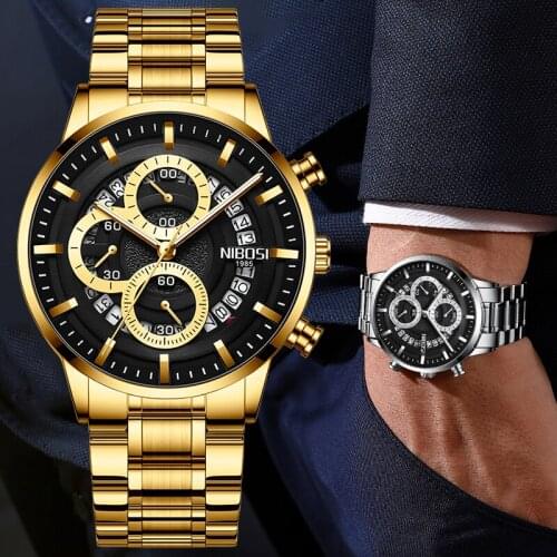 NIBOSI 2021 New Six needles Mens Watches Luminous waterproof Fashion Quartz Watch Men Sports Watch Black Clock Relogio Masculino