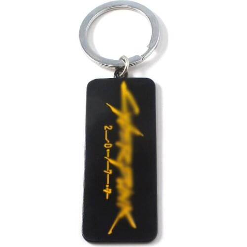 New Arrival Dog Tag Pendant Keychain Stainless Steel Cyber-Punks Keyring Jewelry Fashion 2077 Alloy Car Key Chain Trinkets