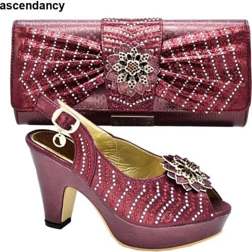 New Italian Wedding Shoe and Bag Set for Party In Women Plus Size Shoes Women Heel Nigerian Matching Shoes and Bag Sets Elegant