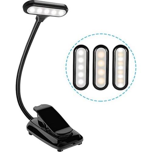 Rechargeable LED USB Book Light Reading Light Flexible Book Lamp Dimmer Clip Table Desk Lamp Eye Protection Portable Clip Light