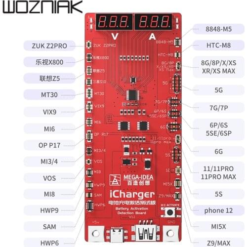 Qianli Icharger Battery Charging Activation Test BoardOne click activation for iphone Mobile phone battery IOS Android Mega Idea