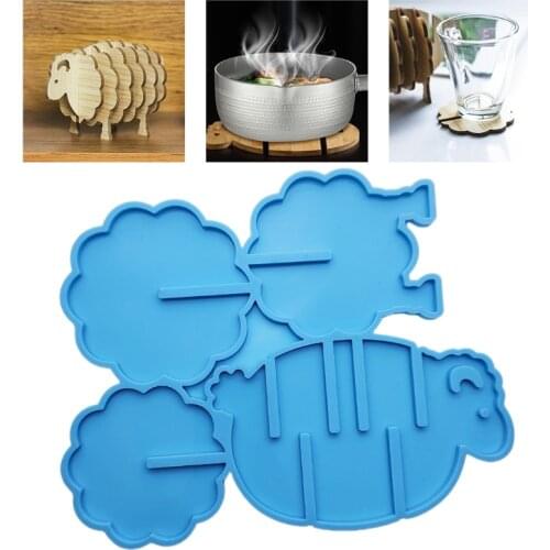Sheep Tea Tray Coaster with Storage Rack Mold Silicone Epoxy Resin Mold Used to Make Artificial Agate Pieces Coastes