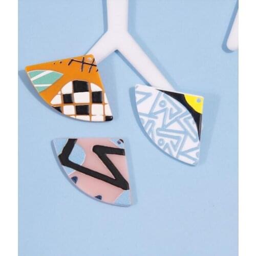 4pcs Resin Sector Charms Acrylic Fan-shaped Pendant Earring DIY Jewelry Accessories