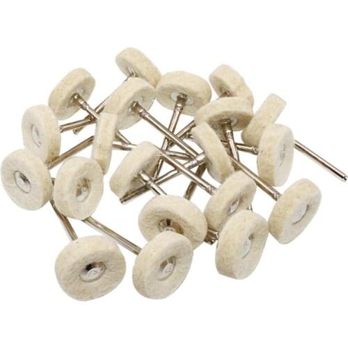 Wool Felt Polishing Buff Wheel with Mandrel for Rotary Tools 2.35mm/3.0mm Shank Pack of 20