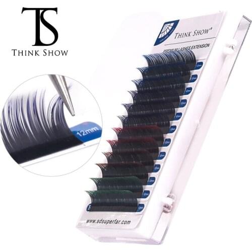 THINKSHOW 0.07/0.10mm Ombre Multi Color Eyelash Extension Natural Soft Premium Lashes Thickness Volume Mink Lashes Makeup Tool