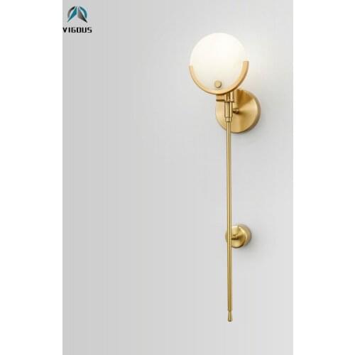 Luxury American Plate Gold Metal Rod Wall Lamp Mable Deco E14 Luminaires Led Wall Scones Living Room Lustre Led Lighting Fixture