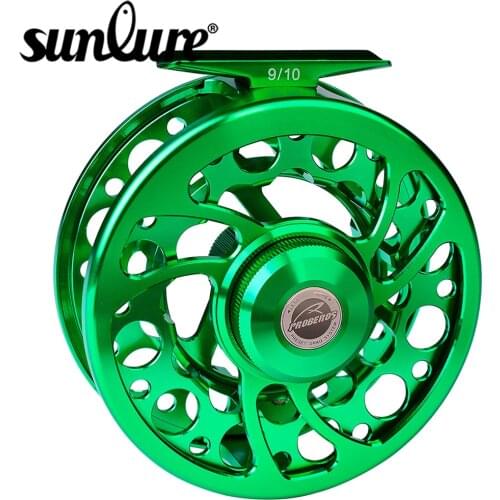Sunlure Fly Fishing Wheel Green Color Fly Fishing Reel CNC Machine Cut Large Arbor Die Casting Aluminum Fly Reel Left&Right Hand