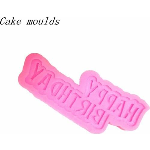 Wholesale Silicone mold K224 Happy Birthday Letter shape Clay mold Fondant cake mold Free shipping