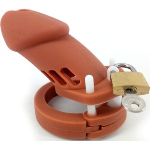 Silicone Cage Soft Brown Sex Products Male Masturbator Chastity Device JJ Lock Cock Rings Chastity Cage CB6000 Sex Toy for Men