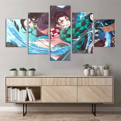 Modern Modular Anime Picture Wall Art Demon Slayer: Kimetsu no Yaiba Canvas Painting Printed Gift Framed Home Decoration Poster