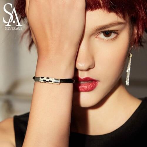 SA SILVERAGE 925 Sterling Silver Bracelets Bangles for Women New Medusa Serpentine Silver Bracelet Female Korean Simple Bracelet