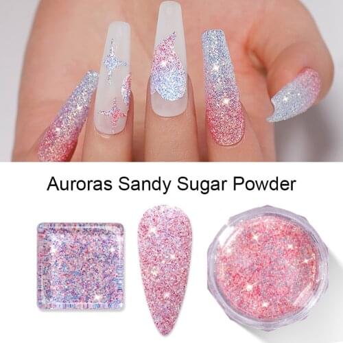 1 Box Auroras Sandy Sugar Powder Super Shining Micro Drill Sequins Reflective Glitter Holographcis Powder Pigment Dust Manicures