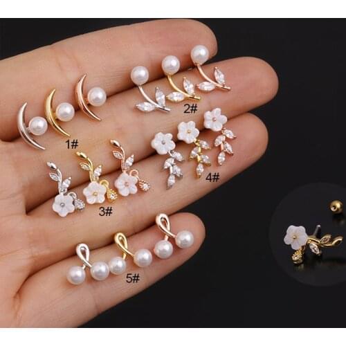 1PCS Pearl Ear Studs Helix Piercing Cartilage Earring Conch Rook Tragus Stud Piercing Tragus Piercing Jewelry