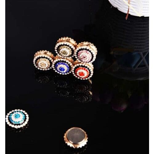 2pcs Safe Hijab Rhinestone Brooch Pins Magnet Strong Metal Plating Brooches for Women Muslim Scarf Shawl Clothing Accessories