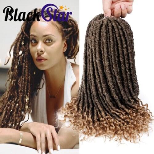 20" Straight Goddess Locs Crochet Hair Faux Locs with Curly Ends Crochet Twist Braiding Hair 24 Roots Synthetic Hair Extension