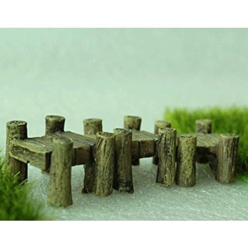 3PCS Wooden Bridge Grey Miniature Fairy Figurines Resin Bonsai Micro Landscape DIY Crafts Fairy Garden Miniatures Decoration
