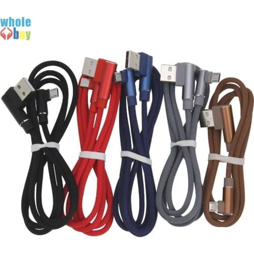 300pcs/lot wholesale 1m 2m 3m 90 Degree Fabric elbow Game Cable Type C 8pin Micro USB 5pin Data cable For iPhone X Huawei HTC