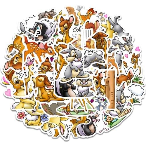 35pcs Disney Bambi Anime Figures Creative Graffiti Stickers cute waterproof Sticker for Kids on Laptop Skateboard Suitcase Bike