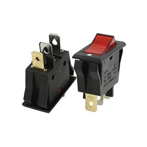 Free shipping!5 Pcs x Red Light Illuminated 3 Pin ON-OFF 2 Position SPST Boat Rocker Switch