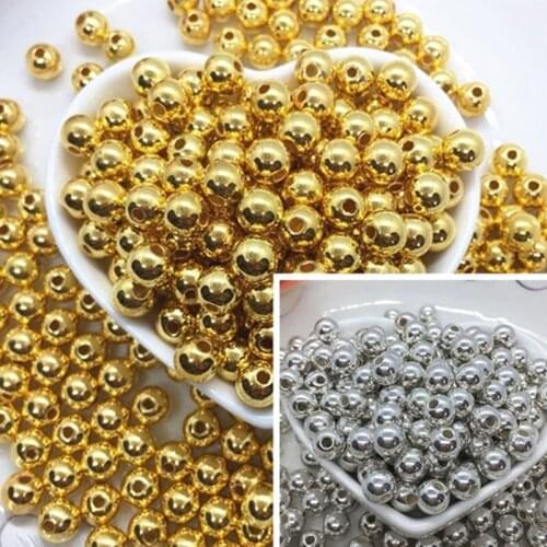 6mm * 100pcs Gold/silver Round Beads Cuffs Long Hair Beads Woven Hair Accessories Bracelet Beads DIY Jewelry Accessories