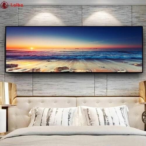 New diamond embroidery mosaic Sunsets Sky Natural Coast Ocean Sea Beach Landscape diamond paintings full square round drill