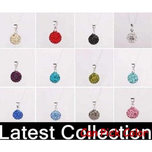 Grt3g 16 inch white mixed Fashion s Silver Plated disco ball CZ ball Necklace Pendant Chain crystal
