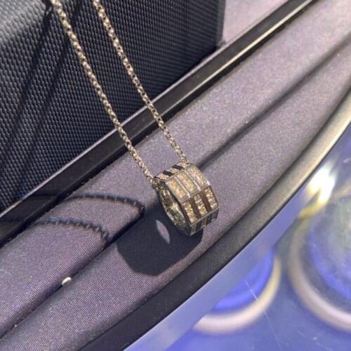 Brand 1:1Fashion Necklace Silver Color Round Beads Pendant Paved Cubic Zirconia for Women Brand Jewelry