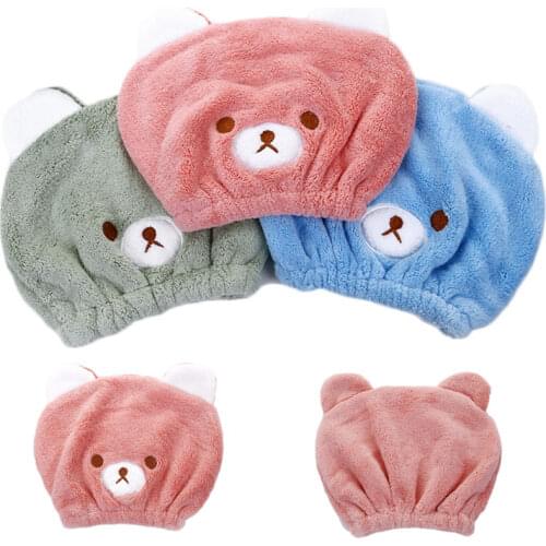 Child Shower Cap Dry Hair Cap Bath Bonnet Cartoon Wipe Quick-drying Towel Turban Super absorbent Thicken Bathroom Accessory