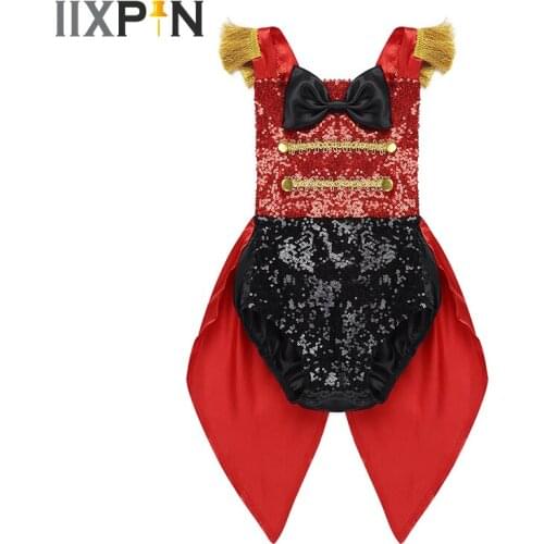 Infant Baby Girl Circus Ringmaster Costume Sleeveless Sequined Bowknot Romper Toddler Girls Halloween Cosplay Party Dress Up