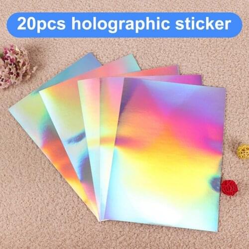 20pcs Holographic Stickers Self Adhesive Waterproof Paper Printable No Odor Sparkling Holographic Premium Sticker for Office